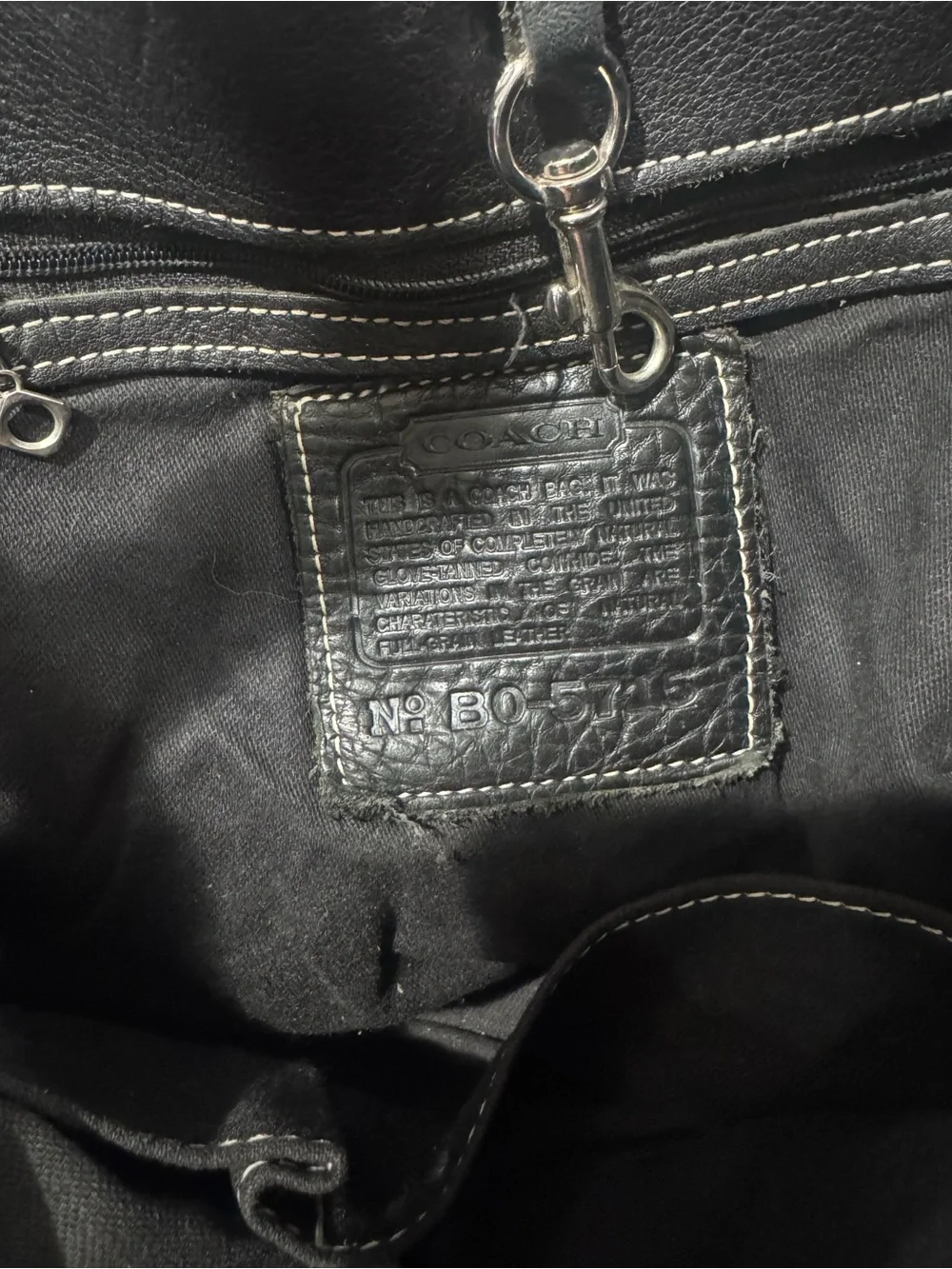 Black Leather Shoulder Bag with Contrast Stitching by Coach